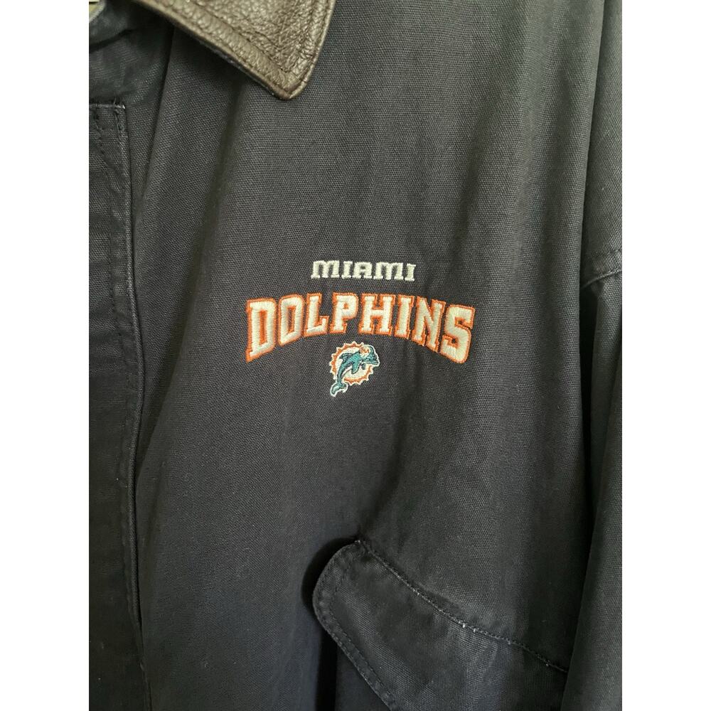 Vtg Dunbrooke Distinctive Images 3XL Canvas Trucker Jacket Miami Dolphins - Picture 4 of 10